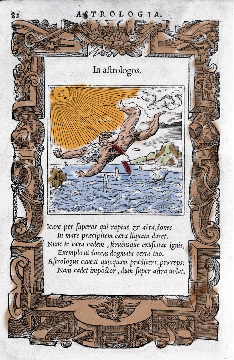 The Fall of Icarus - The Fall of Icarus. Farverig Xylografi af det 16. århundrede. af Unknown artist