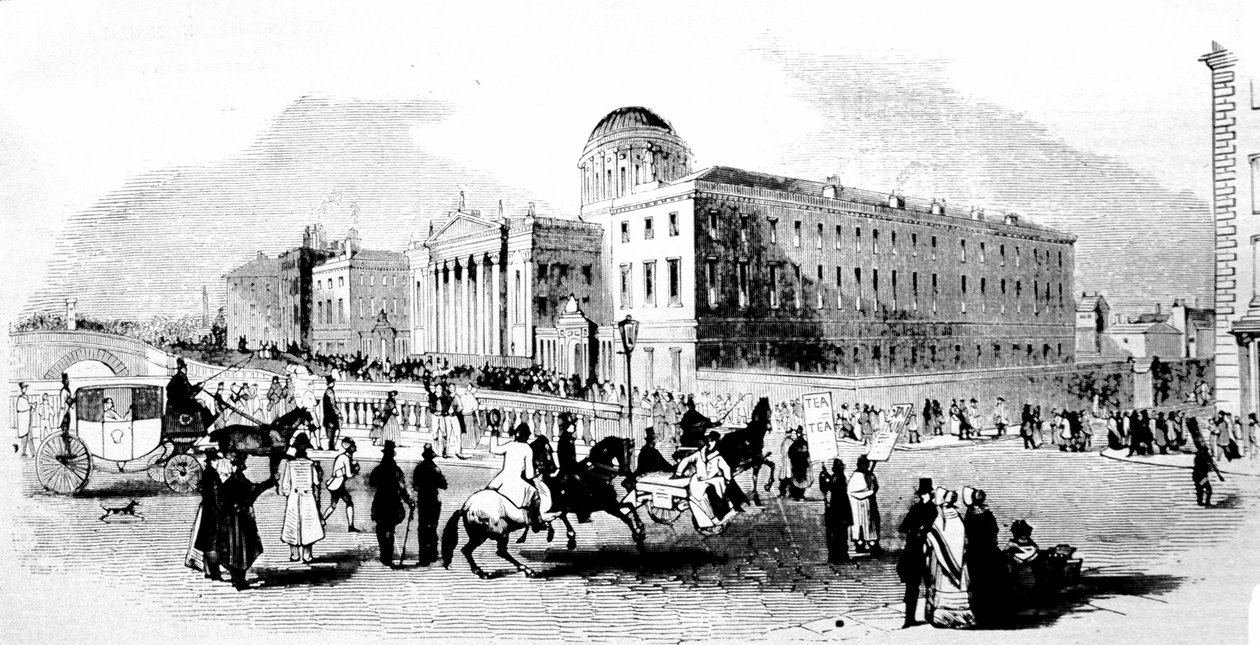 De fire domstole. Dublin. 1800-tals gravering. af Unknown artist