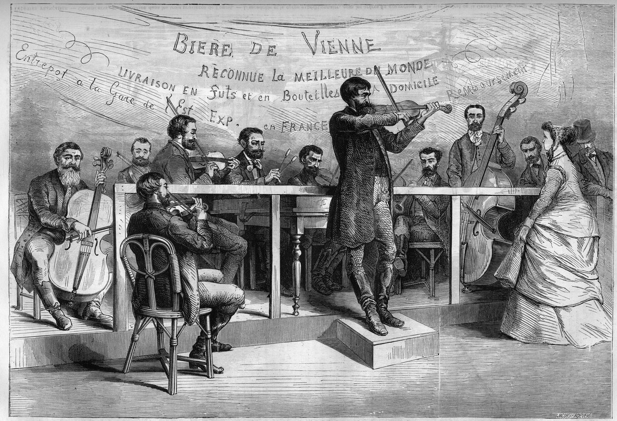 The Gypsies, et orkester af ungarske musikere ved verdensudstillingen i 1867. af Unknown artist