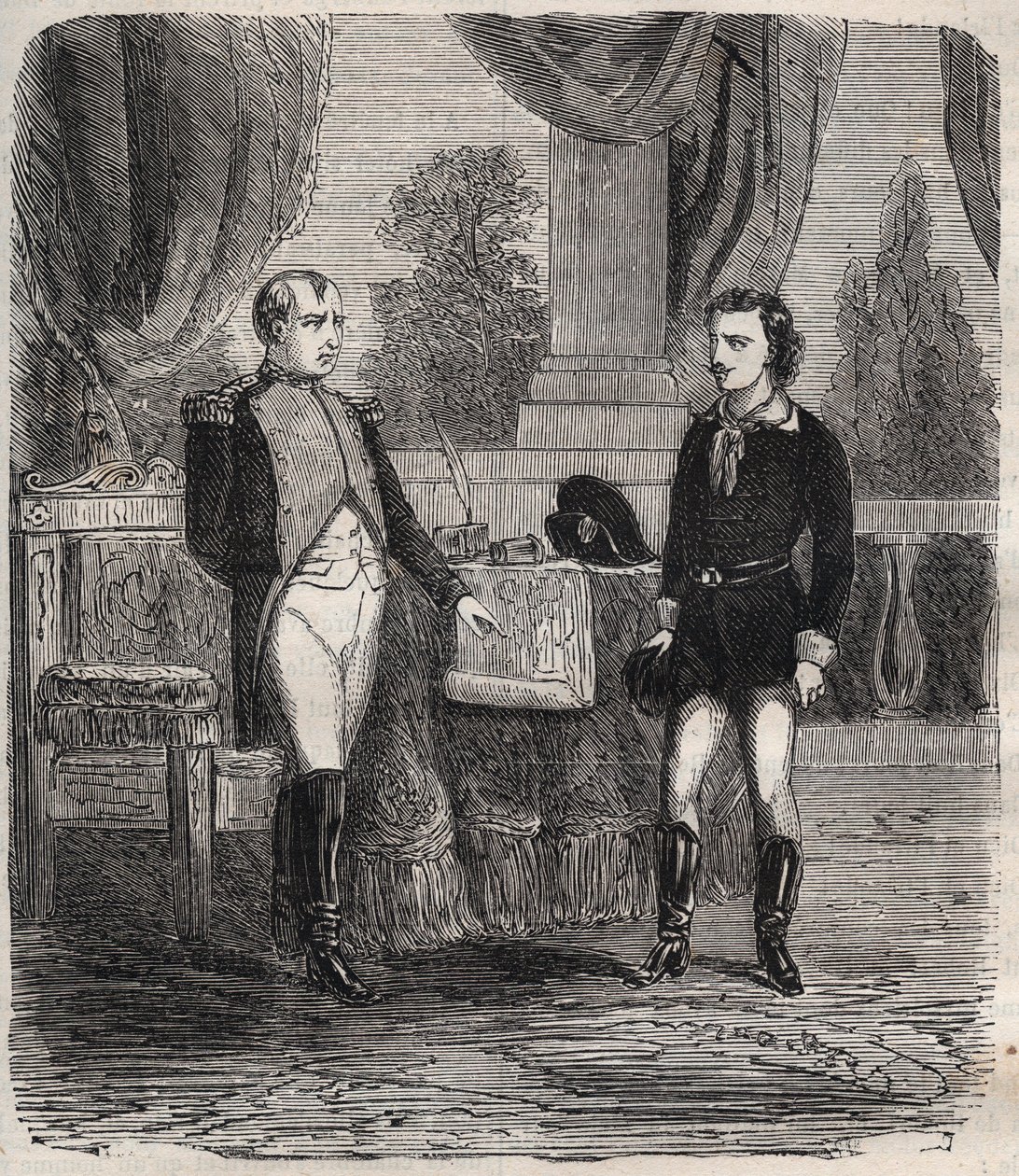 Forhøret af Friedrich Stabs efter hans mislykkede forsøg på at myrde Napoleon I - Friedrich (Frederic) Staps forhører af Napoleon, en ung tysker, der forsøgte at myrde Napoleon den 12. oktober af Unknown artist