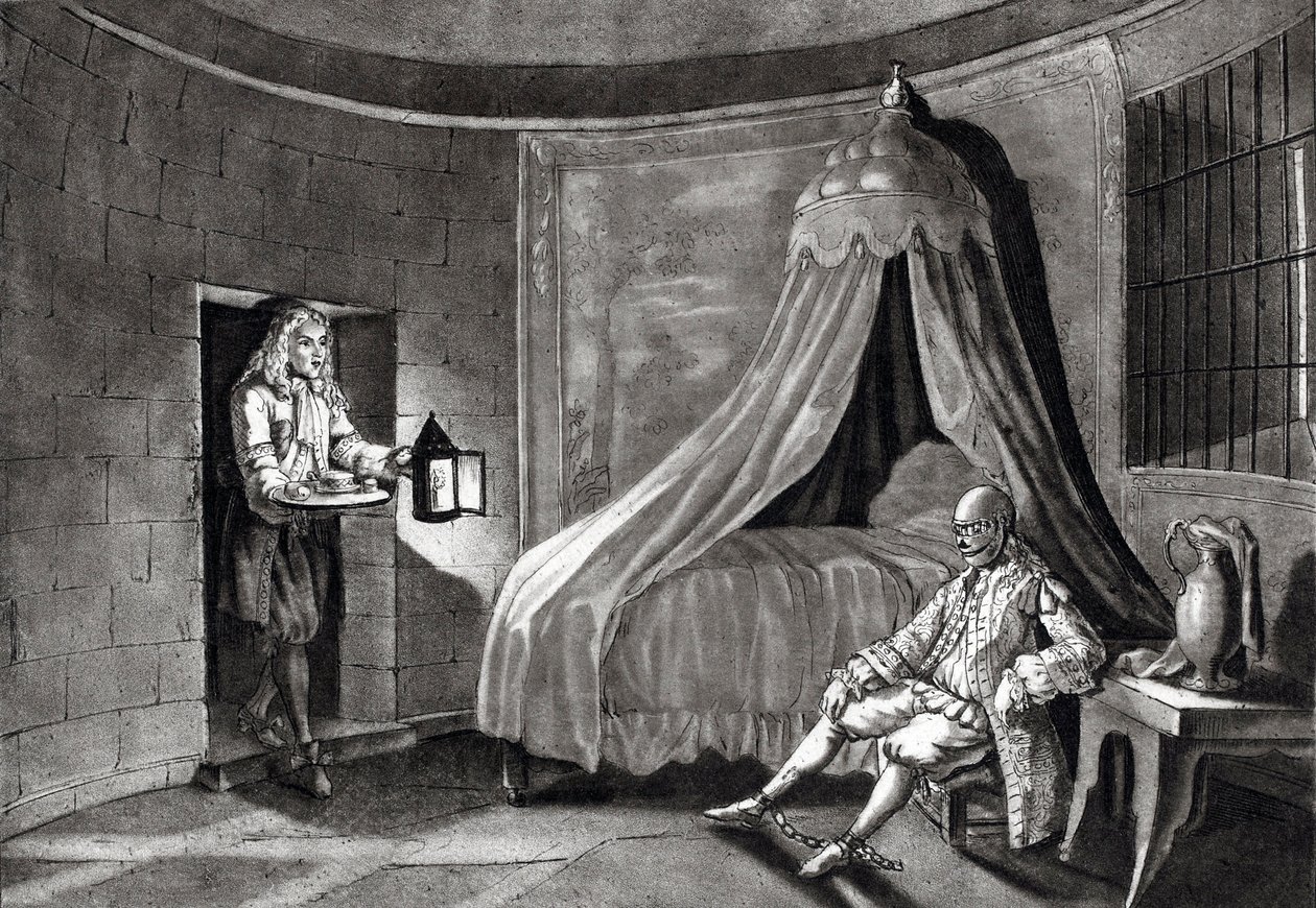 Jernmasken i sit fængsel på øen Sainte-Marguerite af Unknown artist