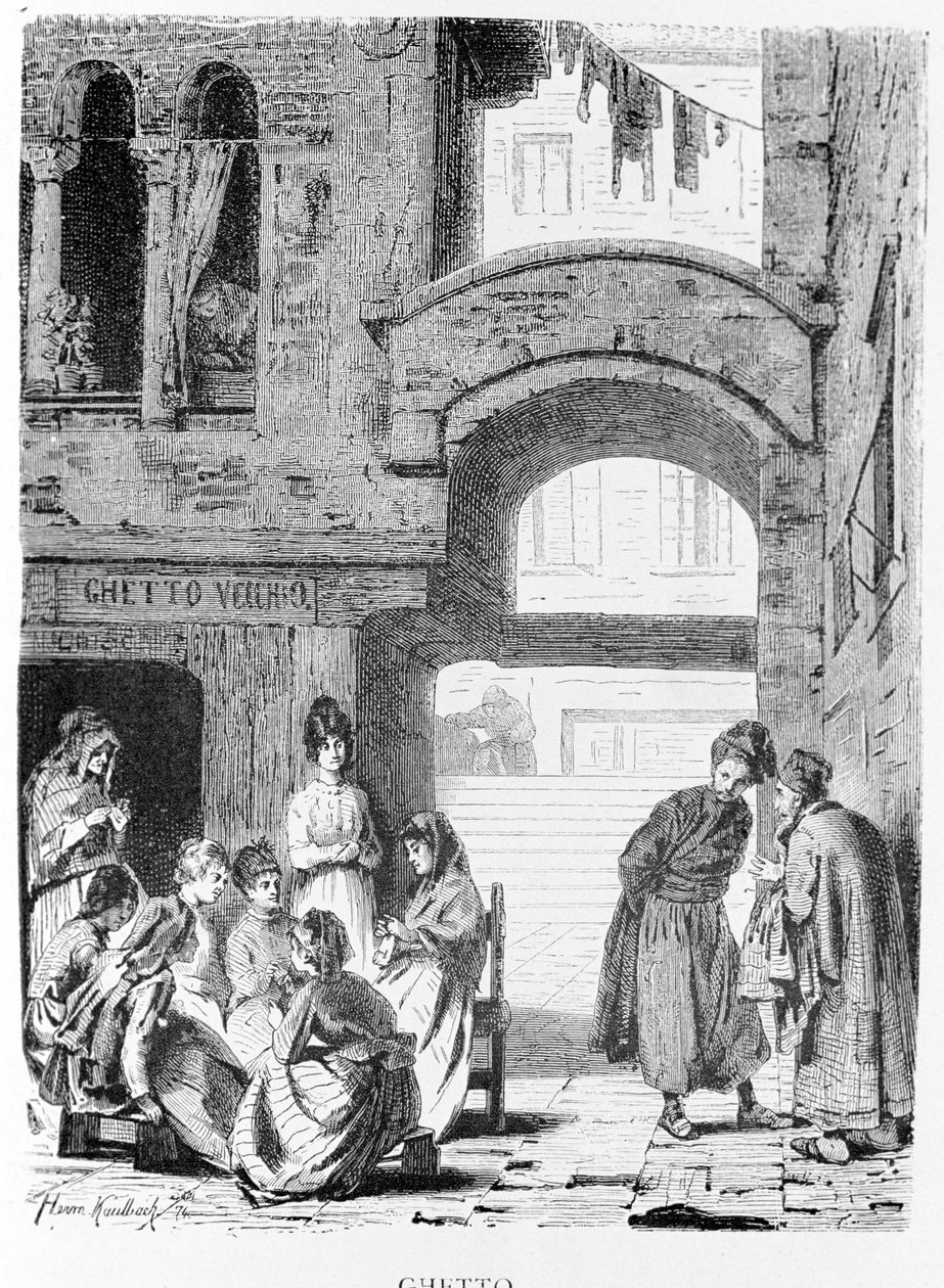 Den jødiske ghetto i Venedig i det 19. århundrede. af Unknown artist