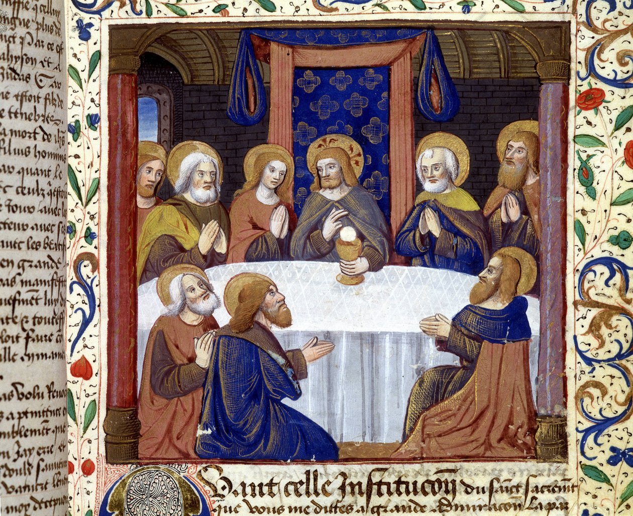 Den sidste nadver. (Kristus omgivet af sine apostle) - belysning af middelalderen, sd. af Unknown artist