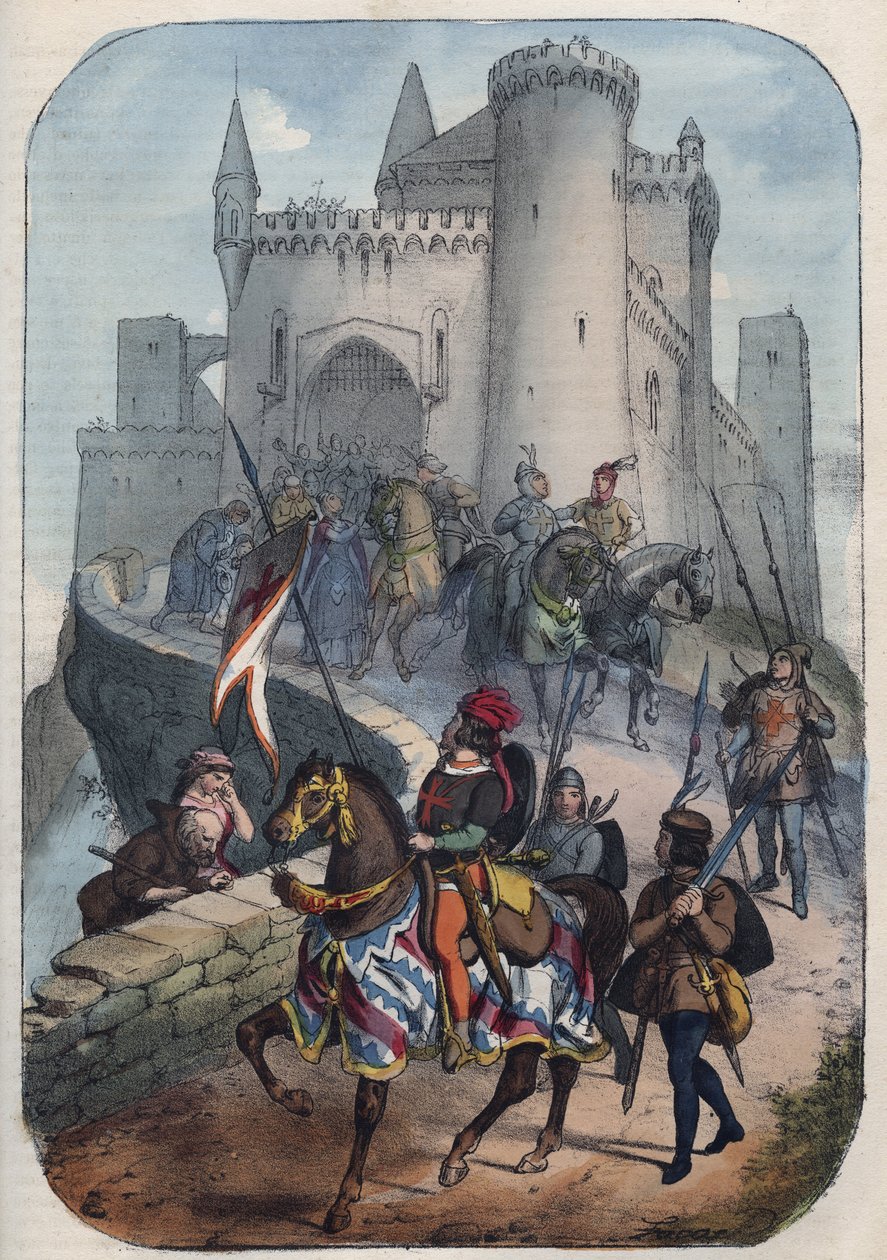 Langobarderne rejser til det første korstog i slutningen af det 11. århundrede - af Unknown artist