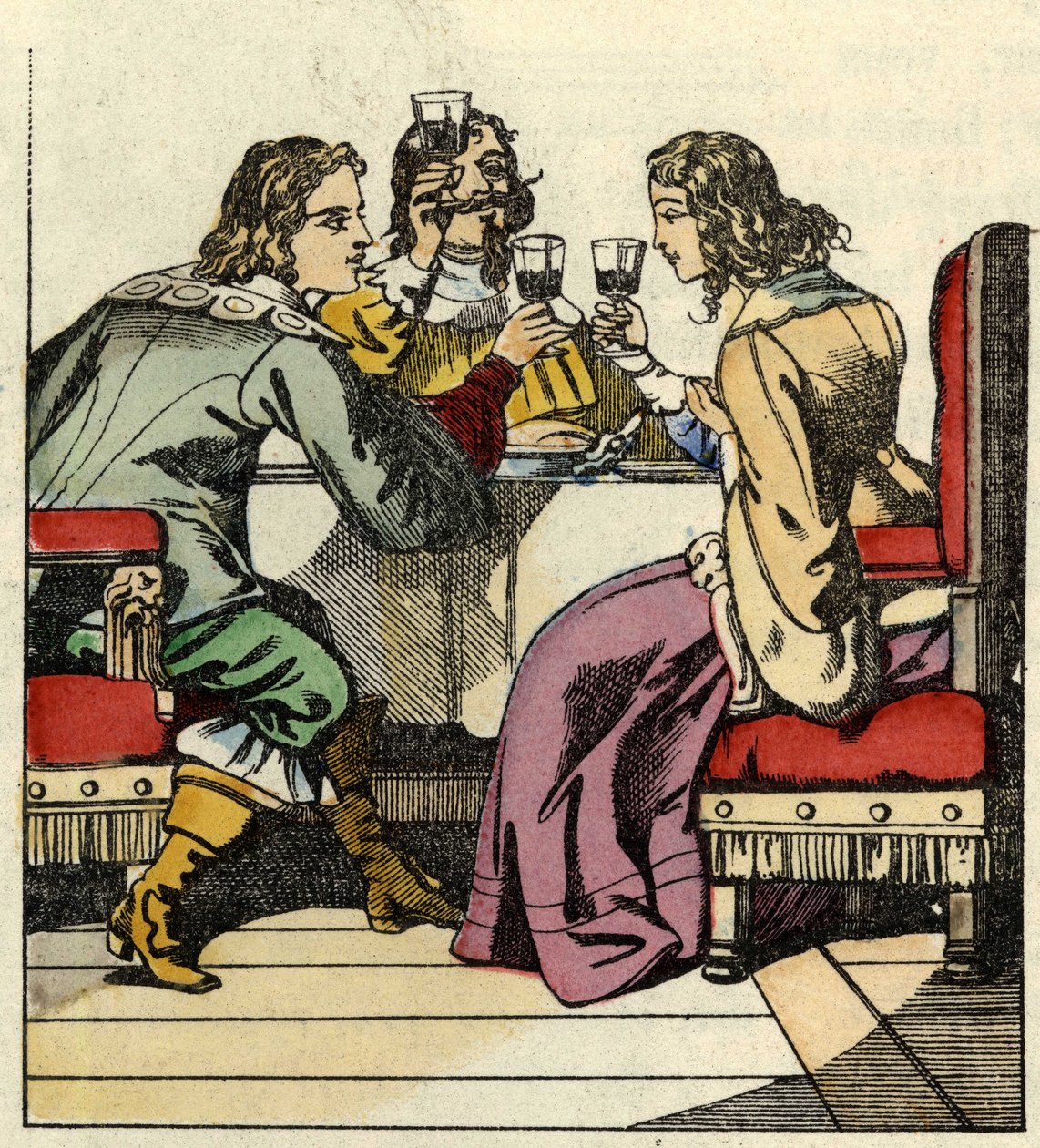 Markisen af Carabas inviterer prinsessen og kongen til at spise på slottet. Illustration af fortællingen "The cat botte" af Charles Perrault af Unknown artist