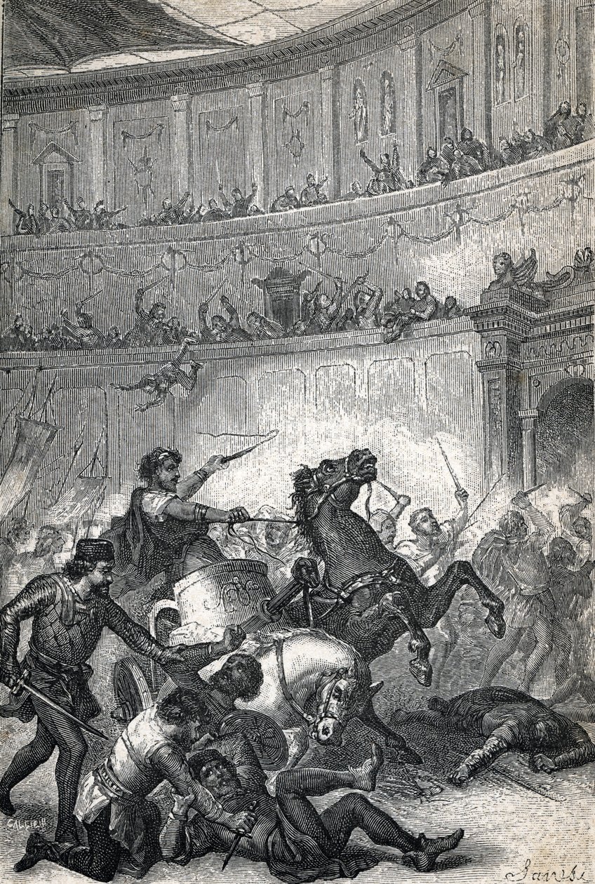 Massakren i Thessalonika i 390. Stik 1884 af Unknown artist