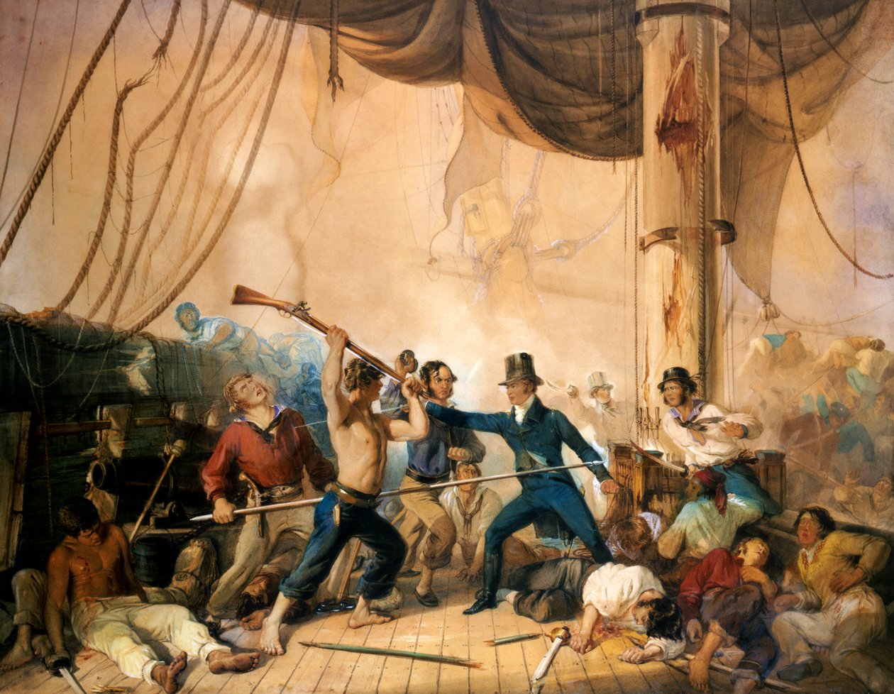 Nærkampen på dækket af Chesapeake, 1813 af Unknown