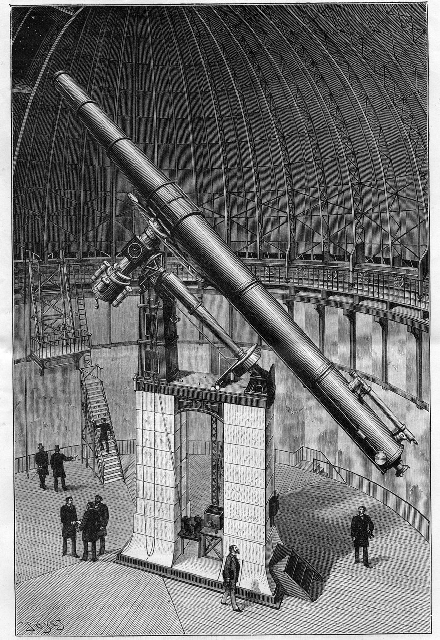 Nice Observatory - Observatoriets store ækvatorial - indgravering i "Nature" fra 1892. af Unknown artist