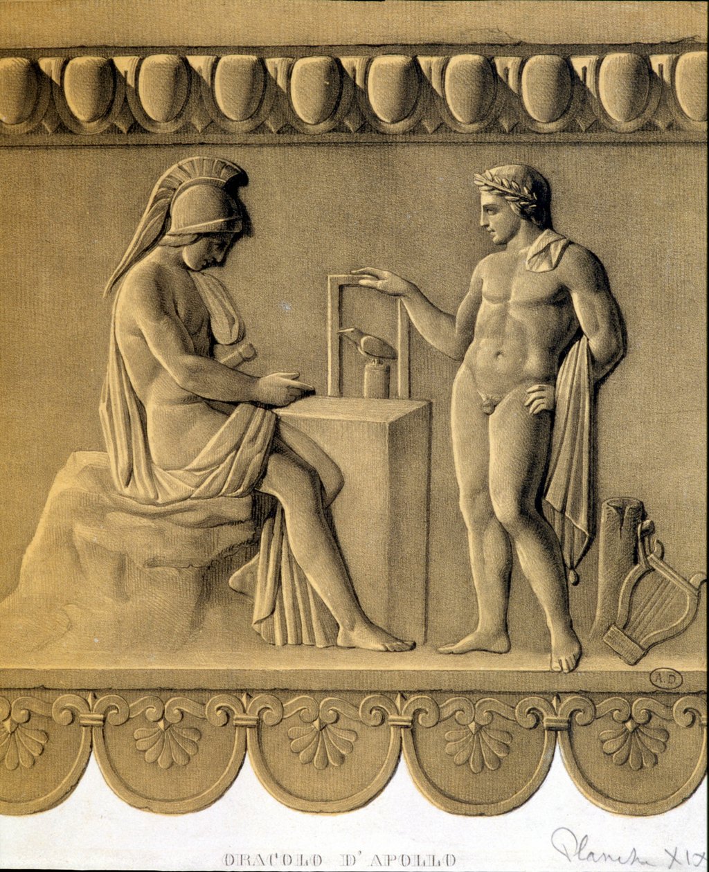 Apollons oraklet - faksimile af et græsk basrelief af Unknown artist