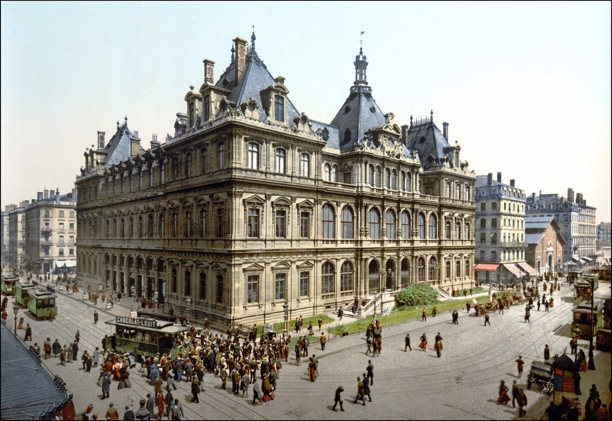 Palais de la Bourse i Lyon. Fotokrom omkring 1890. af Unknown artist