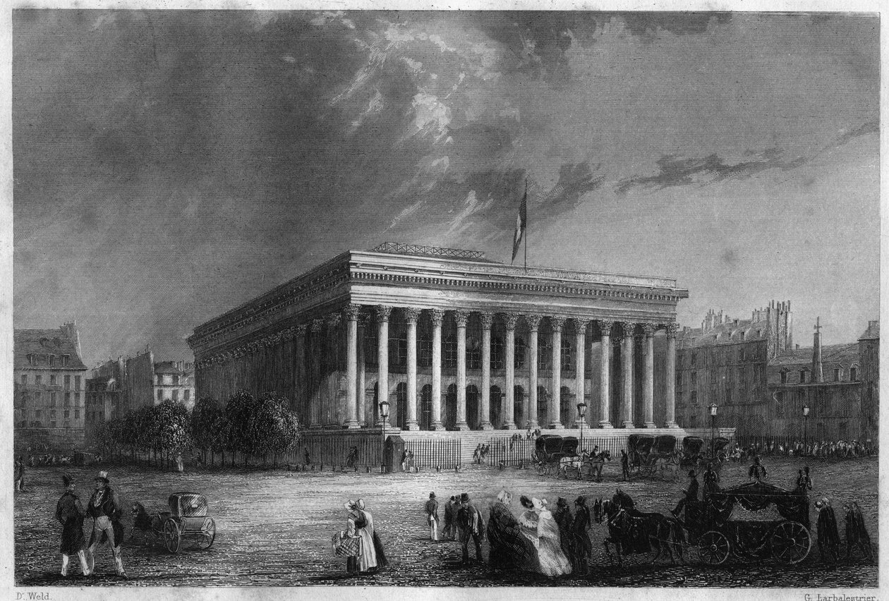 Børsen i Paris i midten af det 19. århundrede. af Unknown artist