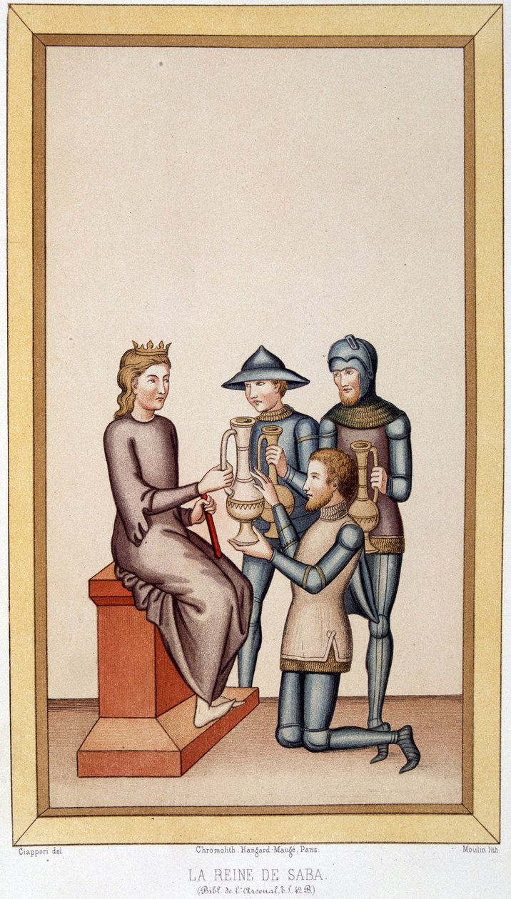 Dronningen af Sheba - i "" Sumptuary Arts, History of Costume and Furniture"" af Unknown artist