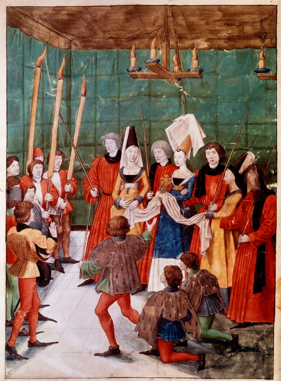 Dronningen overrækker prisen til vinderen af Miniatureturneringen fra manuskriptet ms. 2695 "The Book of Tournament of Rene d