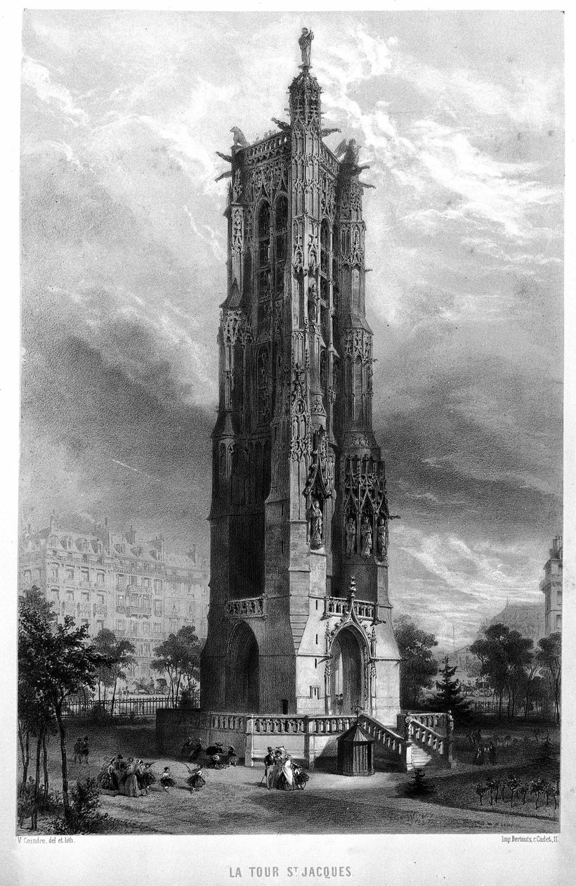 Saint Jacques Tower i Paris i det 19. århundrede. af Unknown artist