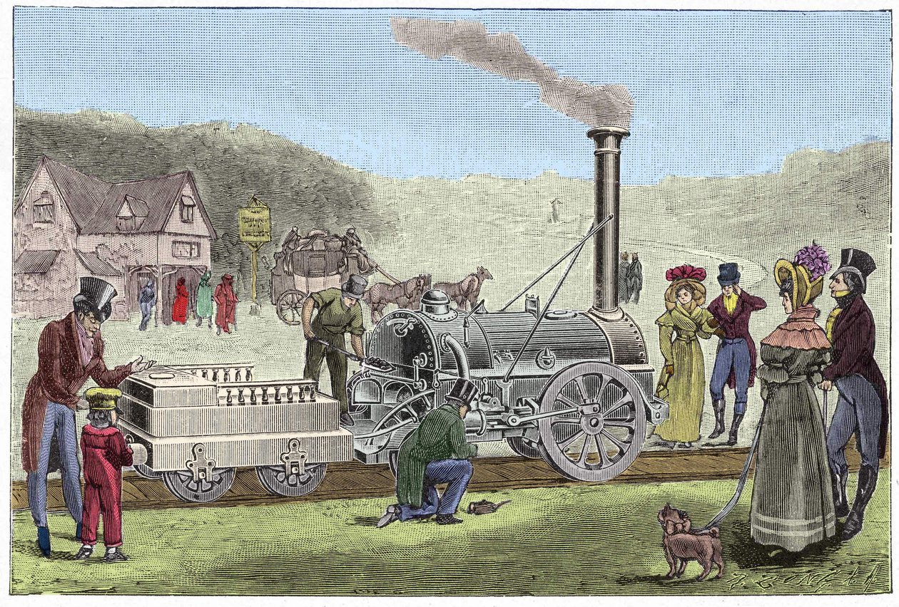 Stephenson-lokomotivet ""The Rocket"" (1830) af Unknown artist