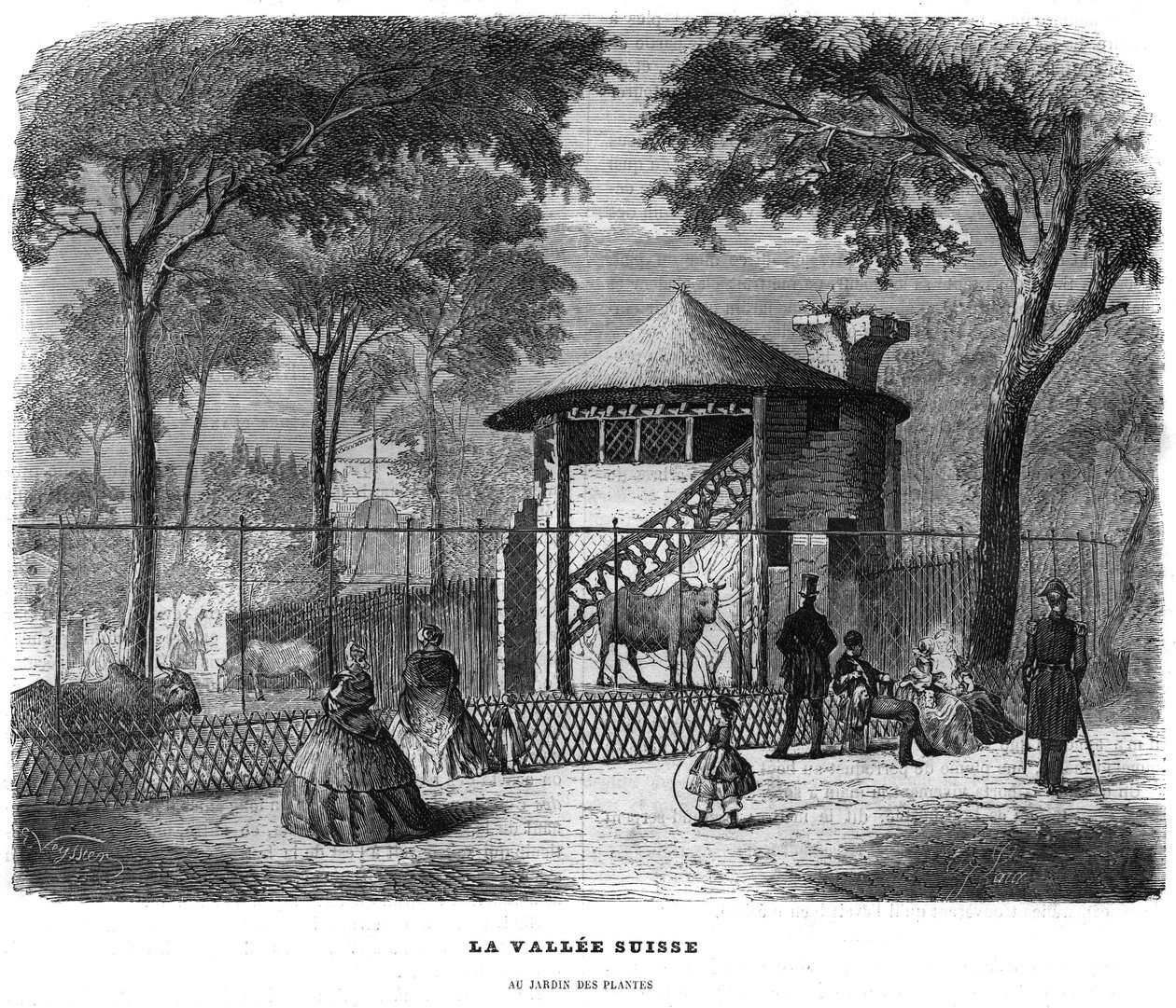 Den schweiziske dal i planternes have i Paris i 1858. af Unknown artist