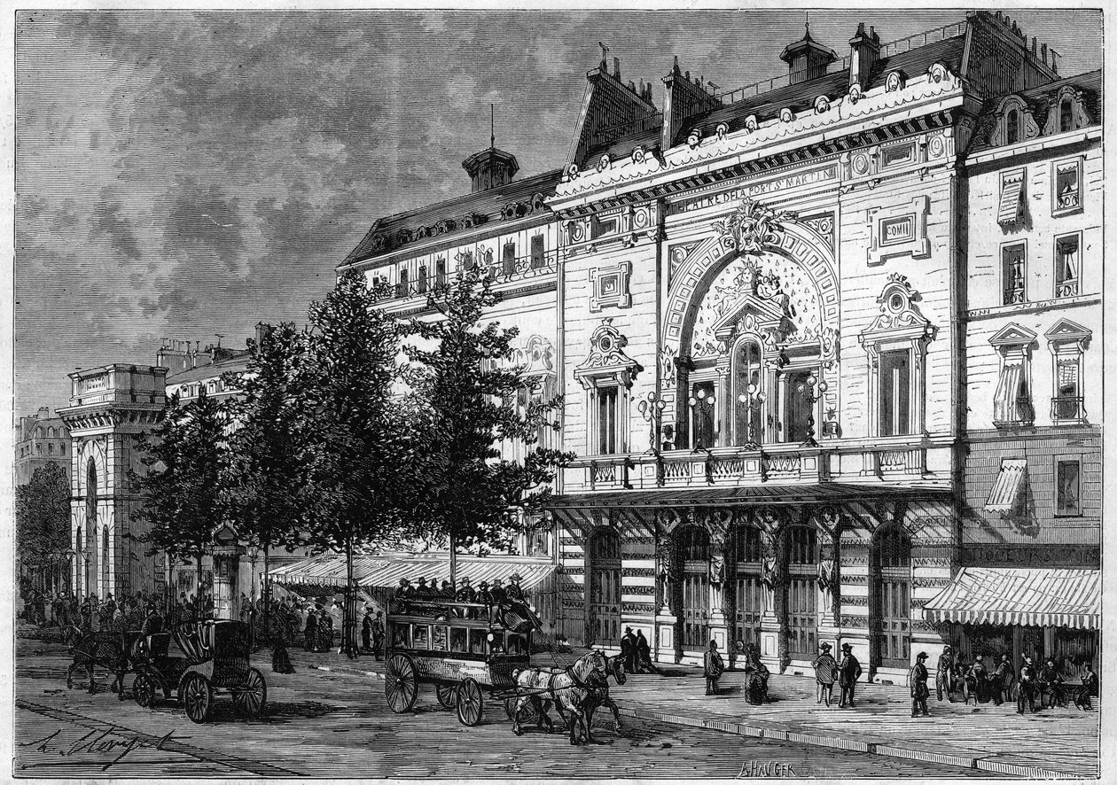 Theatre de la porte Saint Martin (Saint-Martin) i Paris i 1873. af Unknown artist