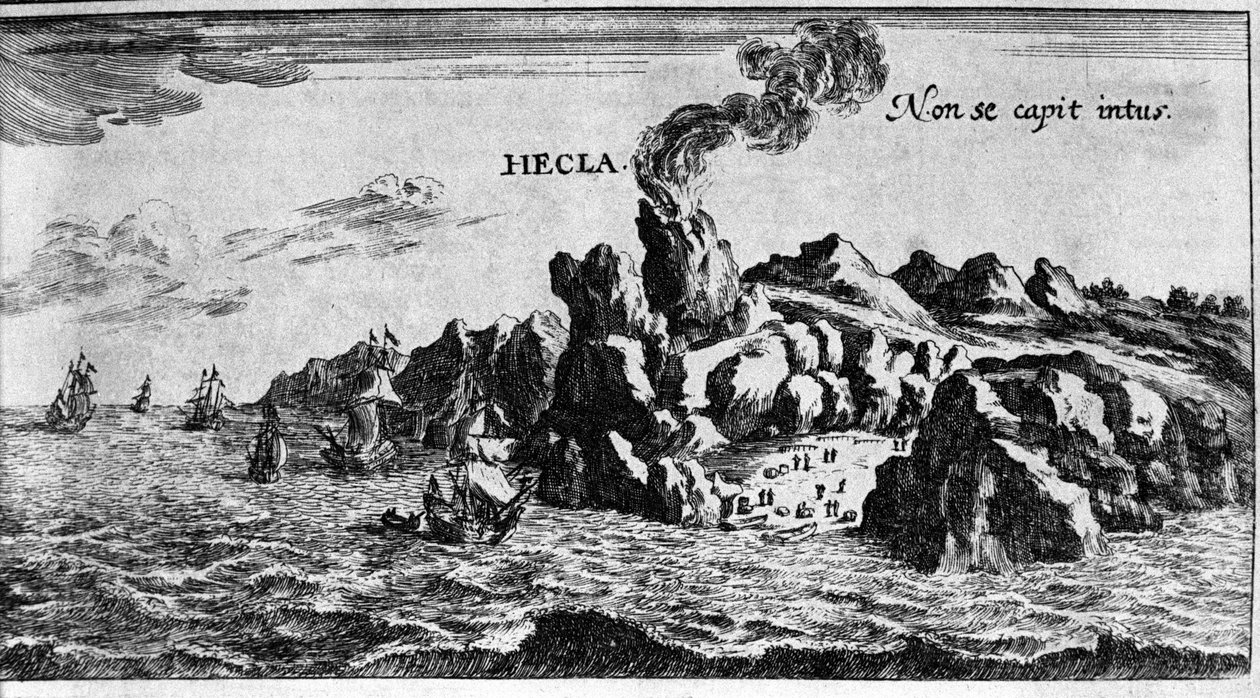 Volcaen Hekla på Islands kyst - i Verdens vidundere af Johamm Zahn, sd. 1696. af Unknown artist