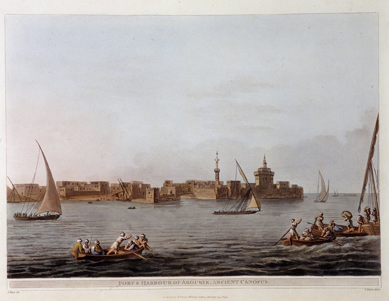 Murene og havnen i Aboukir (tidligere baldakin) - i "" Udsigter i Egypten, Palæstina og andre dele af Det Osmanniske Rige"" af Unknown artist