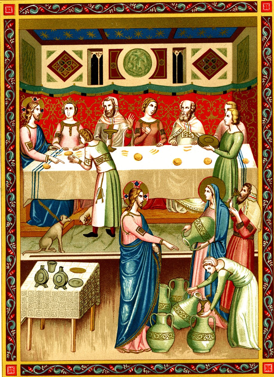 Bryllupsfesten i Cana, miniature fra et manuskript fra det 14. århundrede af Unknown artist