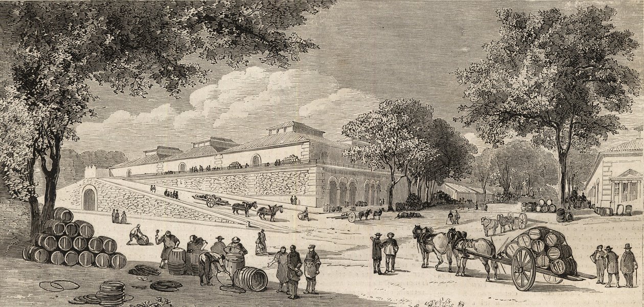 Vinlageret i Paris i 1861 - Rue de Languedoc og Côte d