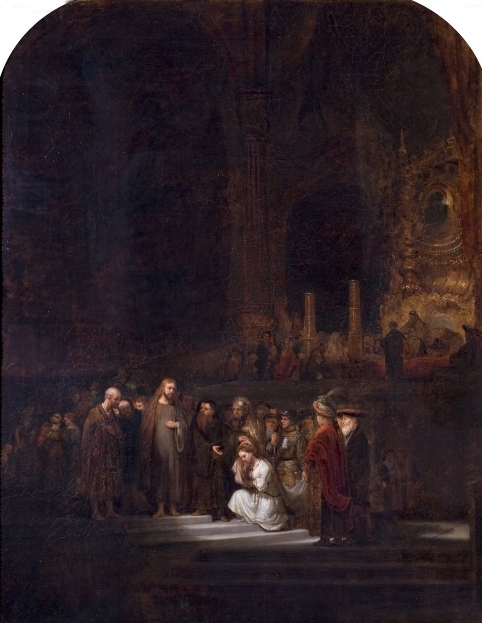 Kvinden taget i utroskab (efter Rembrandt), c.1845 af Unknown