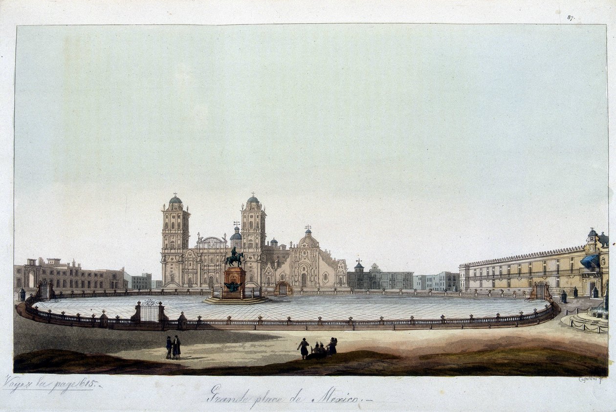 Zocalo: Den store plads i Mexico City. I ""Det gamle og moderne kostume"" af Unknown artist