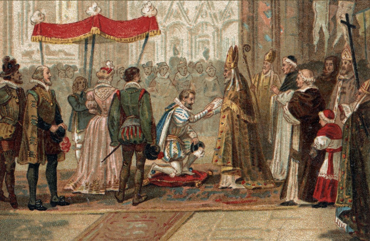 Afsættelsen af Henrik IV, konge af Frankrig ved Saint Denis den 25. juli af Unknown artist