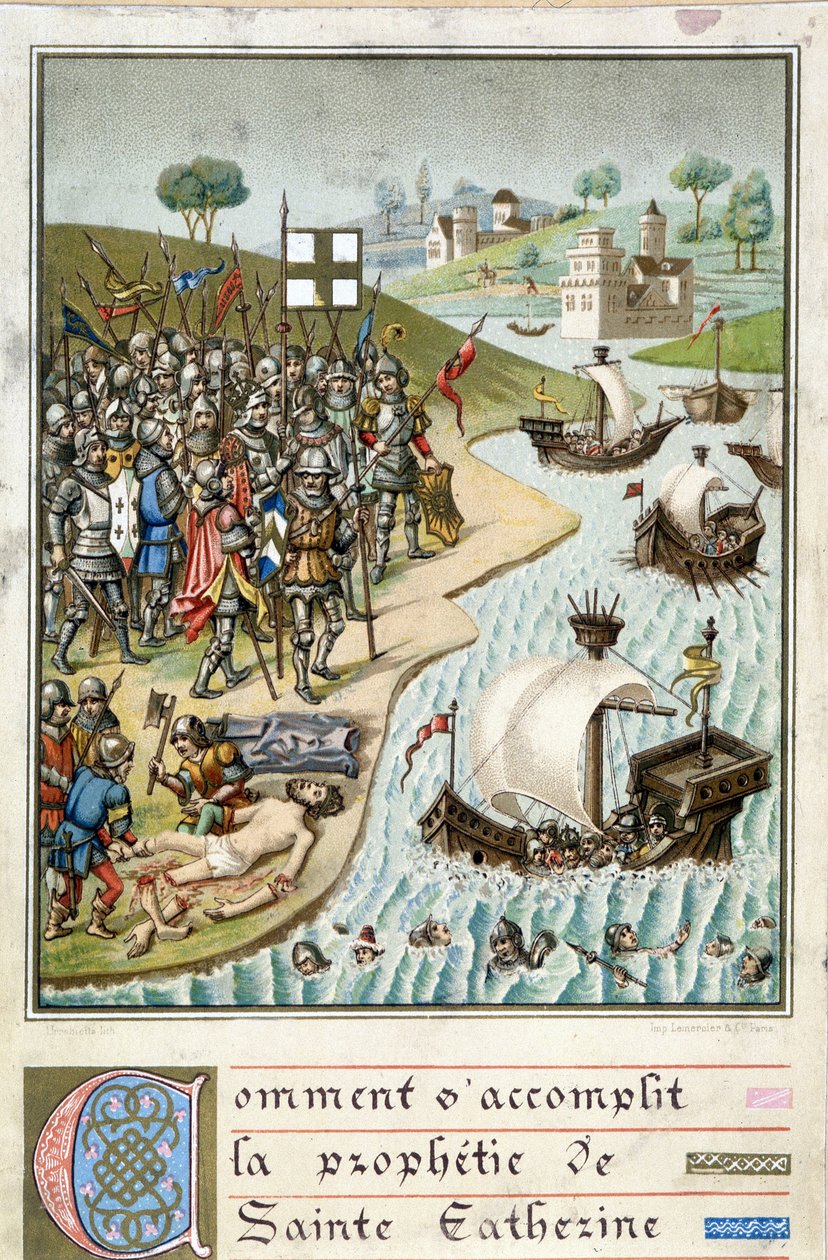 Udførelsen af profetien fra Saint Catherine - Indgravering af det 19. århundrede af Unknown artist