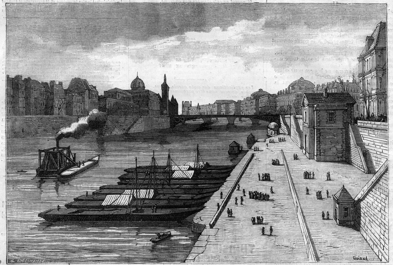 Æblevandringen på rådhusets kaj i Paris i 1883 af Unknown artist