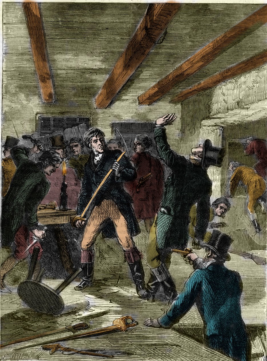 Anholdelsen af Cato Street-konspiratørerne (gravering) - "Cato Street-sammensværgelserne..."" (Cato Street-sammensværgelsen) af Unknown artist