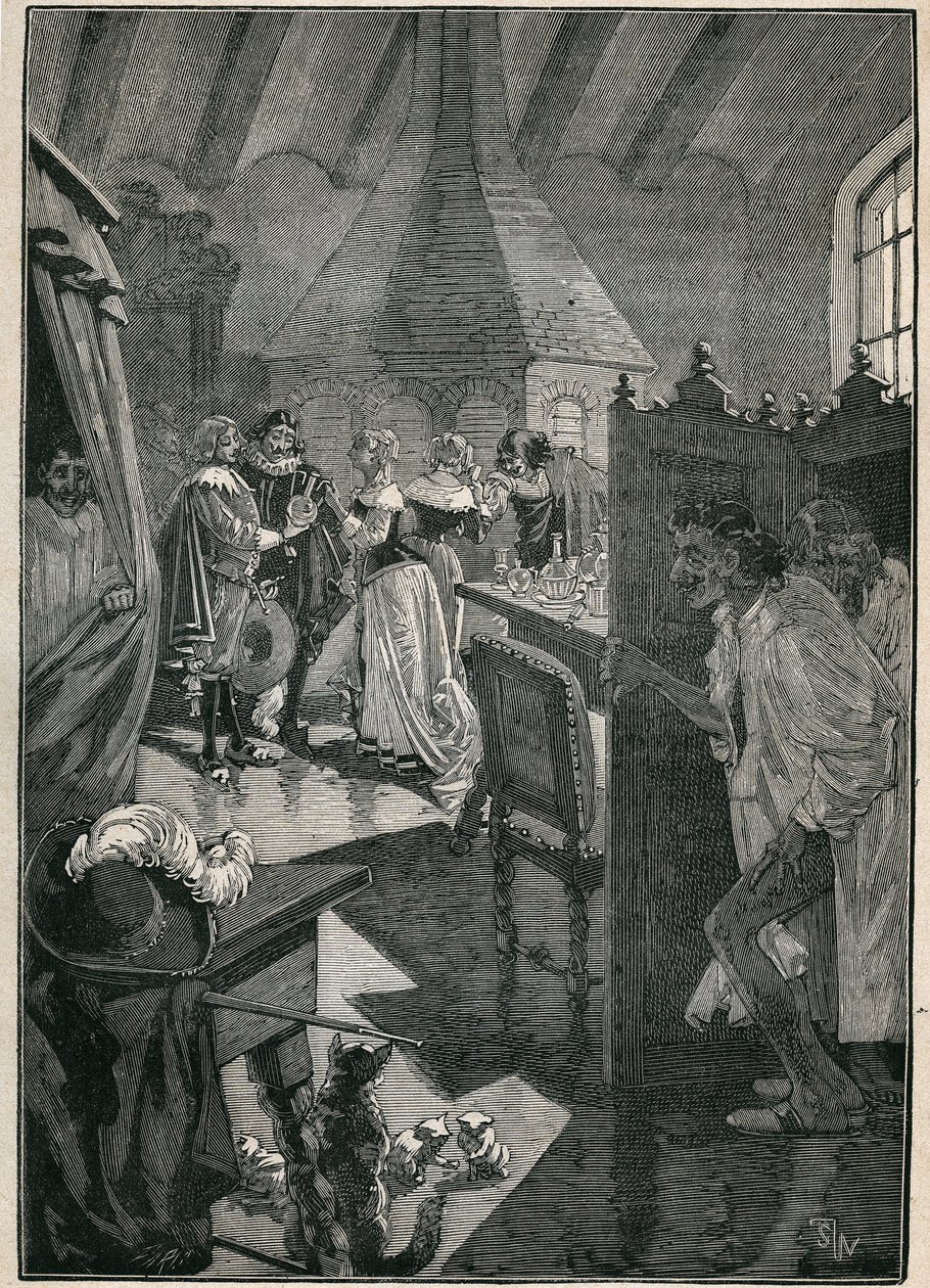 Glaskunsten: glasmagerne. Indgravering fra 1885 i "" Les arts et metiers illustres"" af Adolphe BITARD. af Unknown artist