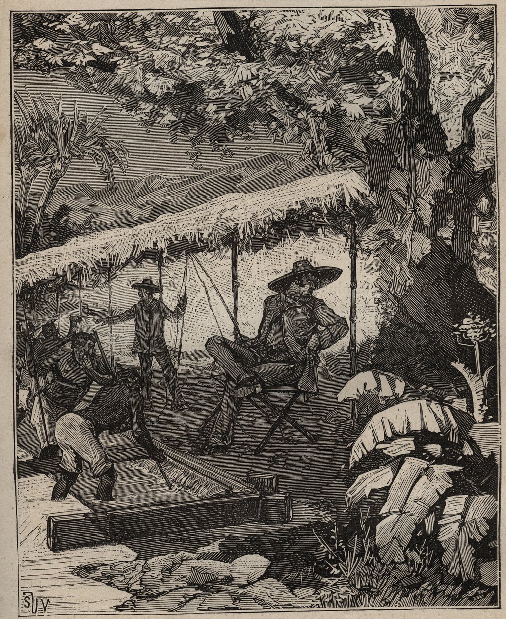Kunsten at lapidær: Vask diamanter i Brasilien i "" Les arts et métiers illustrés" af Adolphe BITARD i 1885 (gravering) af Unknown artist