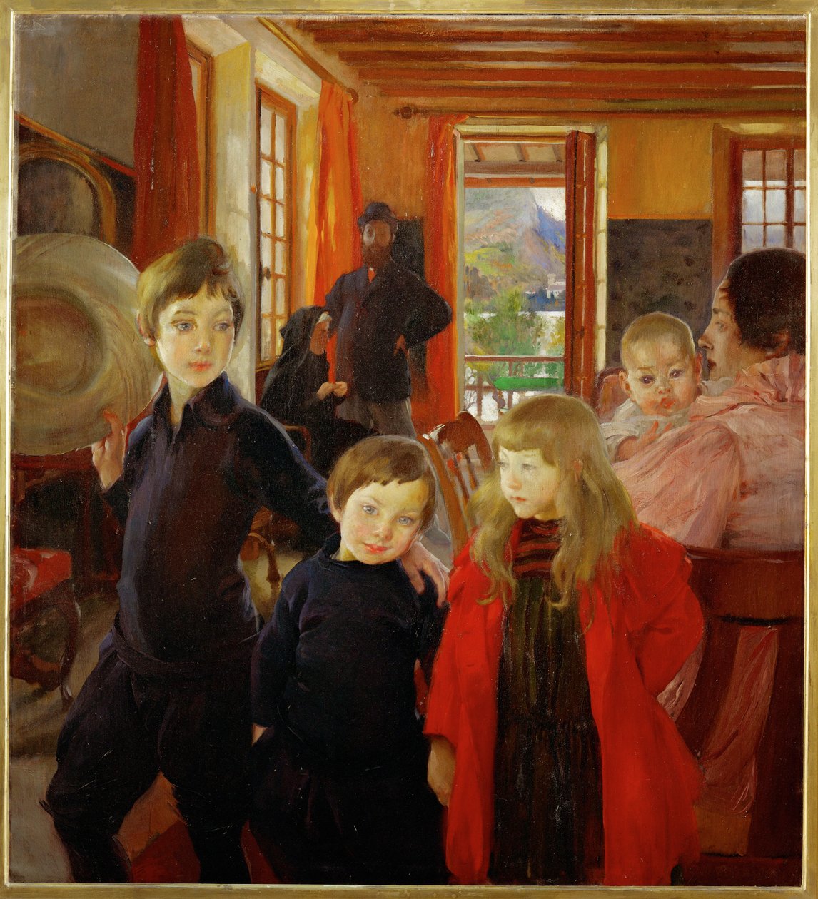 Kunstnerens familie: Albert Besnard, hans svigermor Mme (maleri på lærred) af Unknown Artist