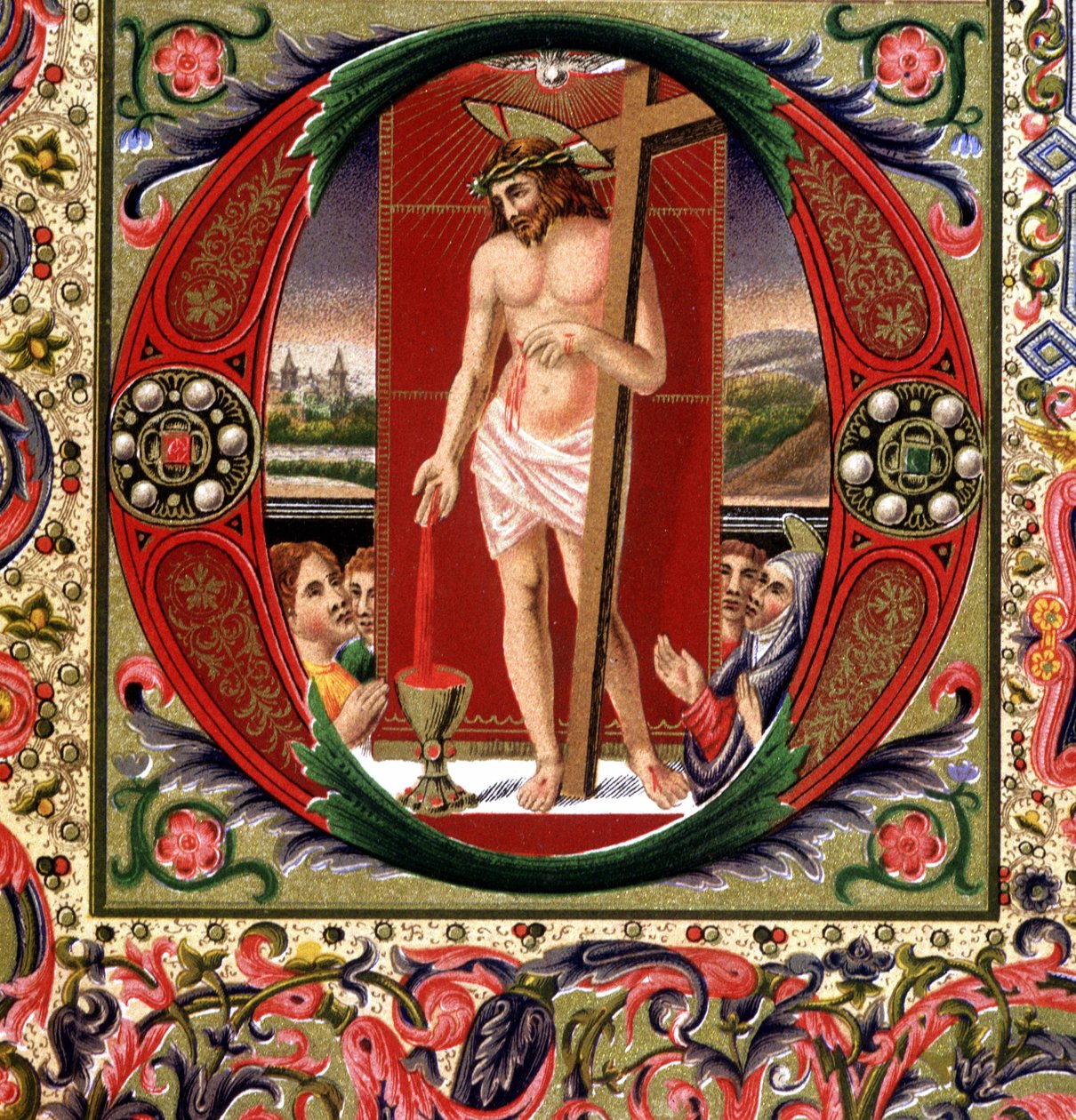Jesu Kristi blod. Kromolitografi fra det 19. århundrede. af Unknown artist