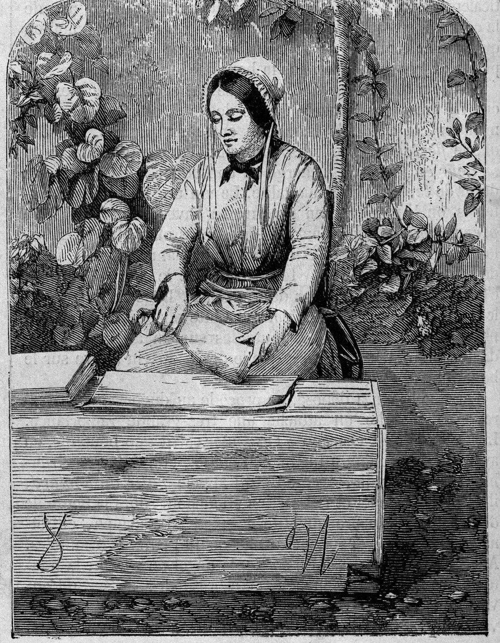 Aftapning af champagnevin. Stik fra 1864. af Unknown artist