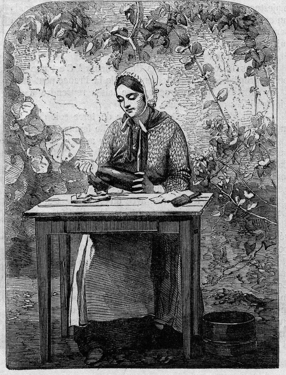 Aftapning af champagnevin. Stik fra 1864. af Unknown artist