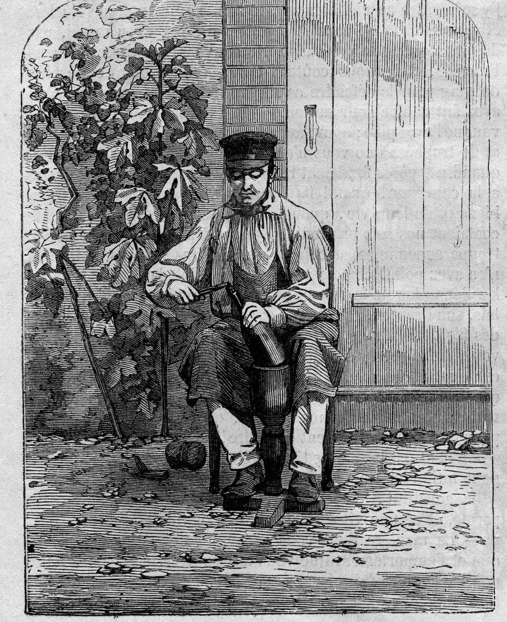 Aftapning af champagnevin. Stik fra 1864. af Unknown artist