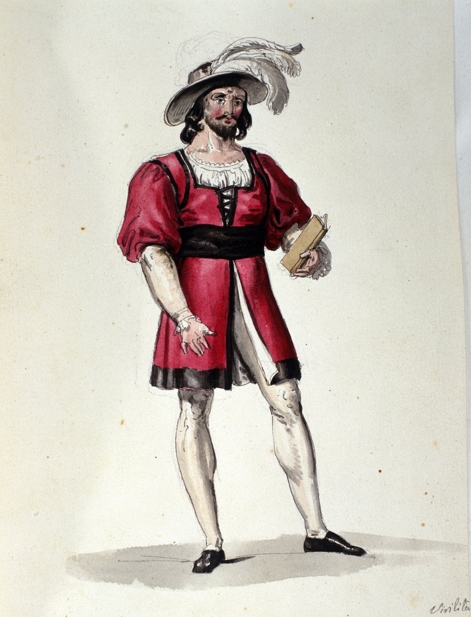 Karakteren, der fortolker viriliten i balletten "" Il noce di Benevento"" af den østrigske komponist Franz Xaver Sussmayr (1766-1803). Illustration af det 19. århundrede af Unknown artist