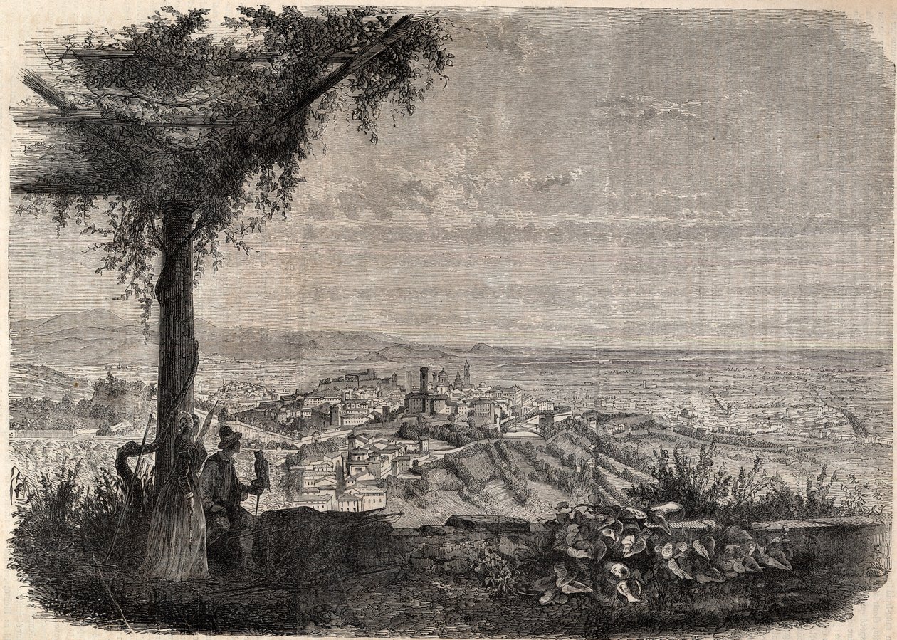 Byen Bergamo (Bergamo) omkring 1858 - gravering - af Unknown artist