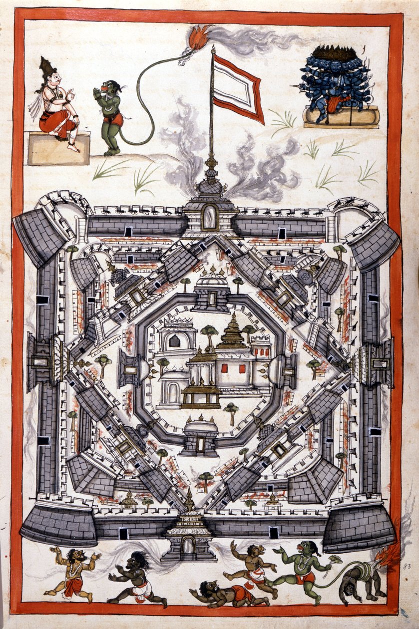 Byen Lanka (Ceylon, Ceylon) i et papirmanuskript fra det 17. århundrede. af Unknown artist