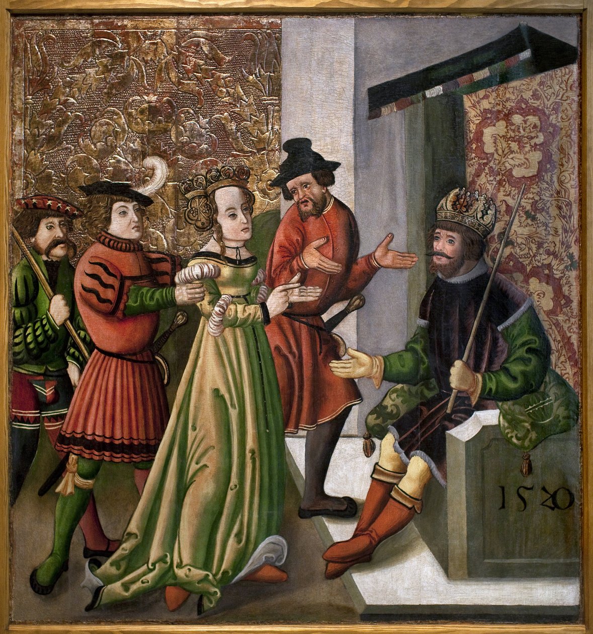 Samtalen (disputatio) mellem St. Catherine og filosofferne. Citat fra St. Catherine. Anonymt maleri af Unknown artist