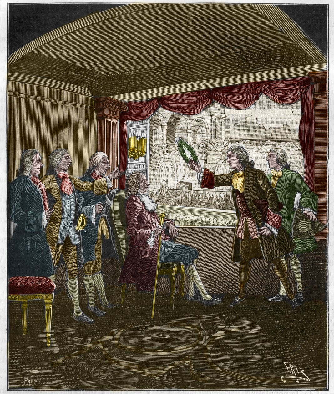 Kroningen af Voltaire (Francois-Marie Arouet af Unknown artist
