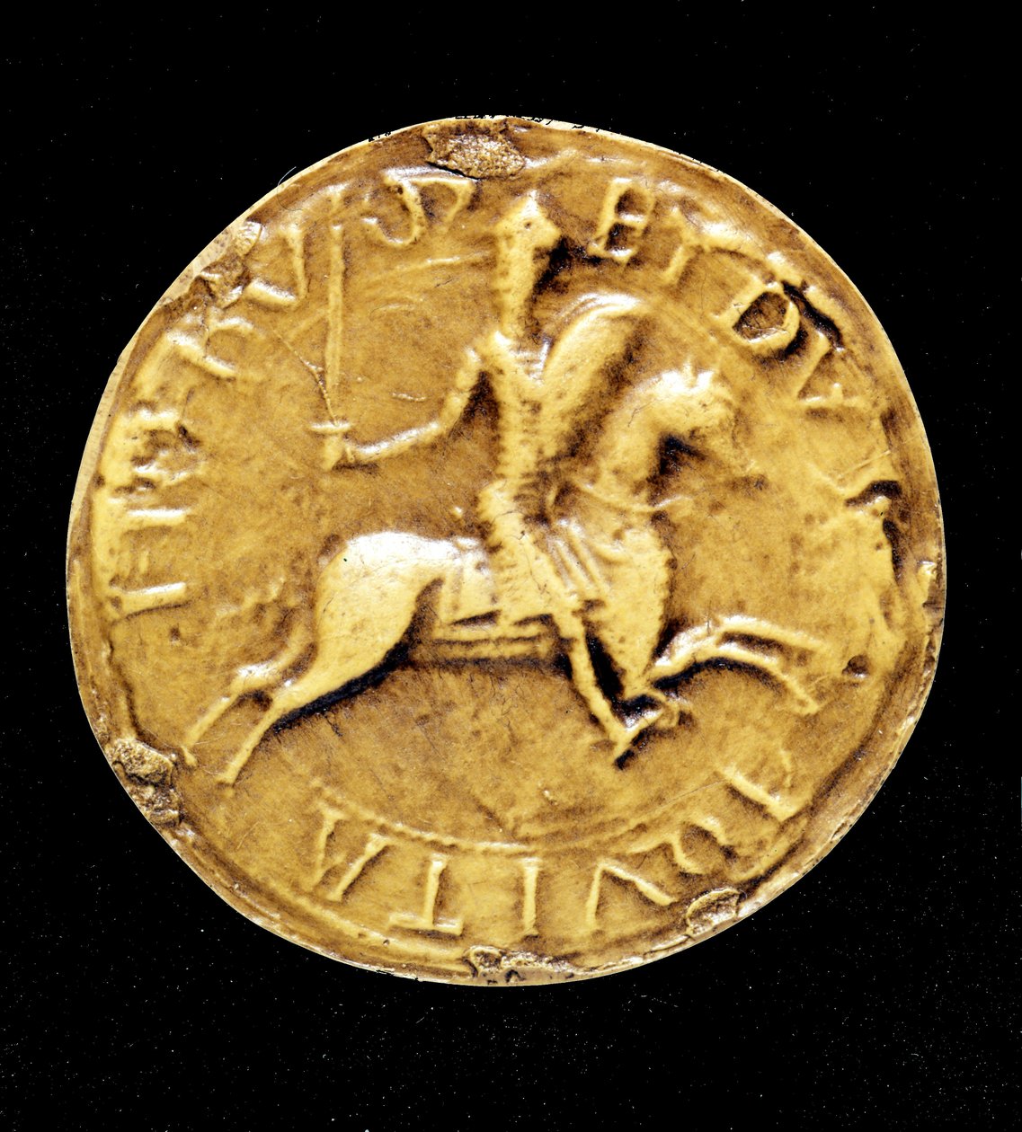 Ludvig VII (1120 - 1180) af Frankrigs kontrasegl repræsenterer ham til hest. af Unknown artist