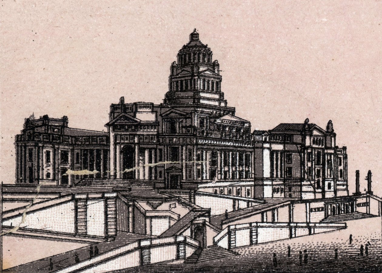Retsbygningen i Bruxelles i Belgien i "Verden illustrerer 168 synspunkter"" Udateret (slutningen af det 19. århundrede) af Unknown artist