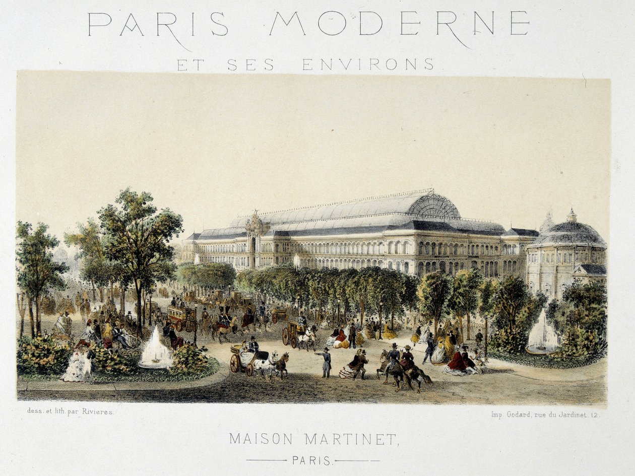 Menneskemængden på Champs-Elysees (Champs Elysees) - litografi af Unknown artist