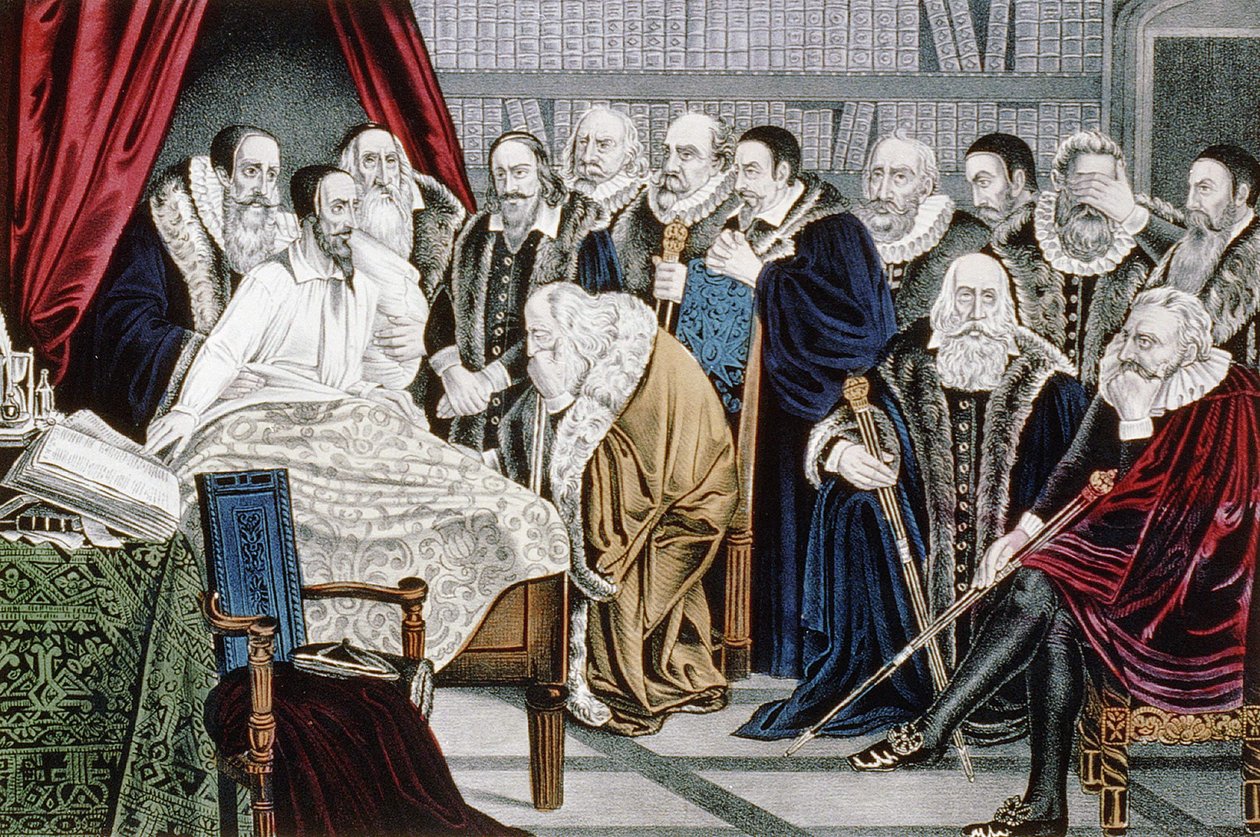 Calvins død (1509 - 1564) den 24/05/1564. af Unknown artist