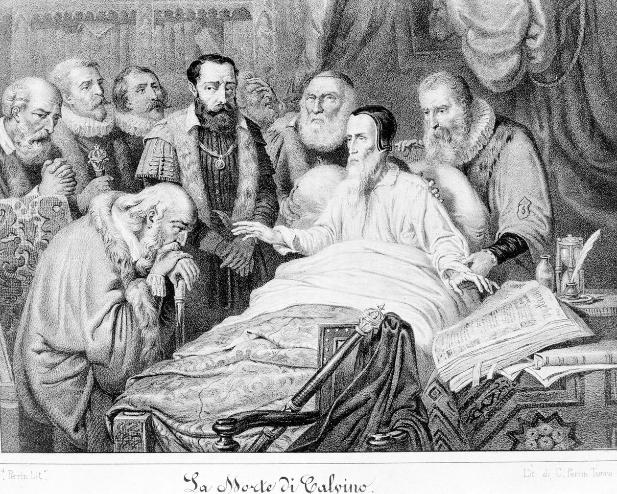 Jean Calvins død (1509 - 1564). af Unknown artist
