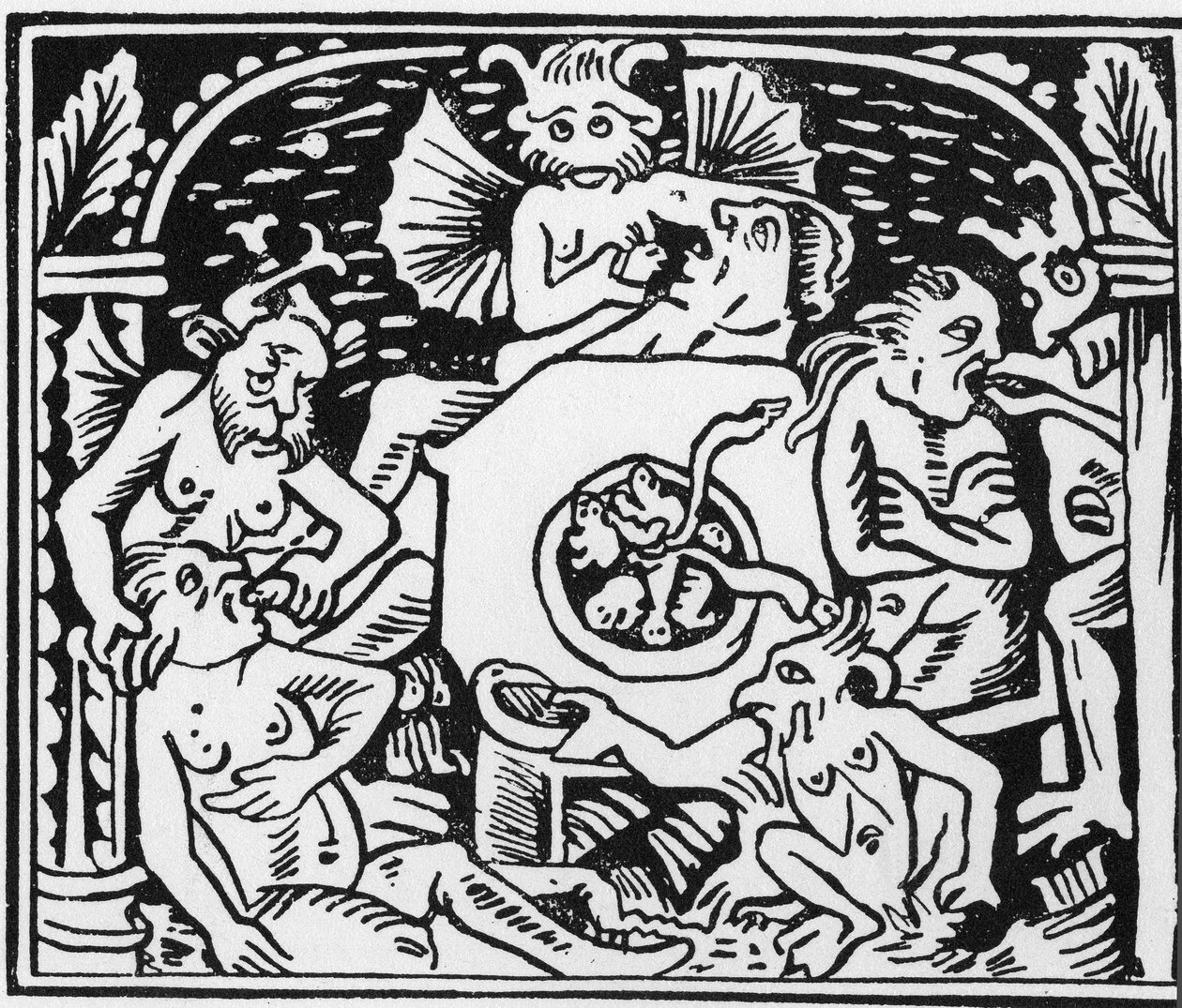 Djævleplagerne tvinger tudser og slanger til frådserne - "" Grand Calendrier et Compost des Bergers"", Lyon af Unknown artist