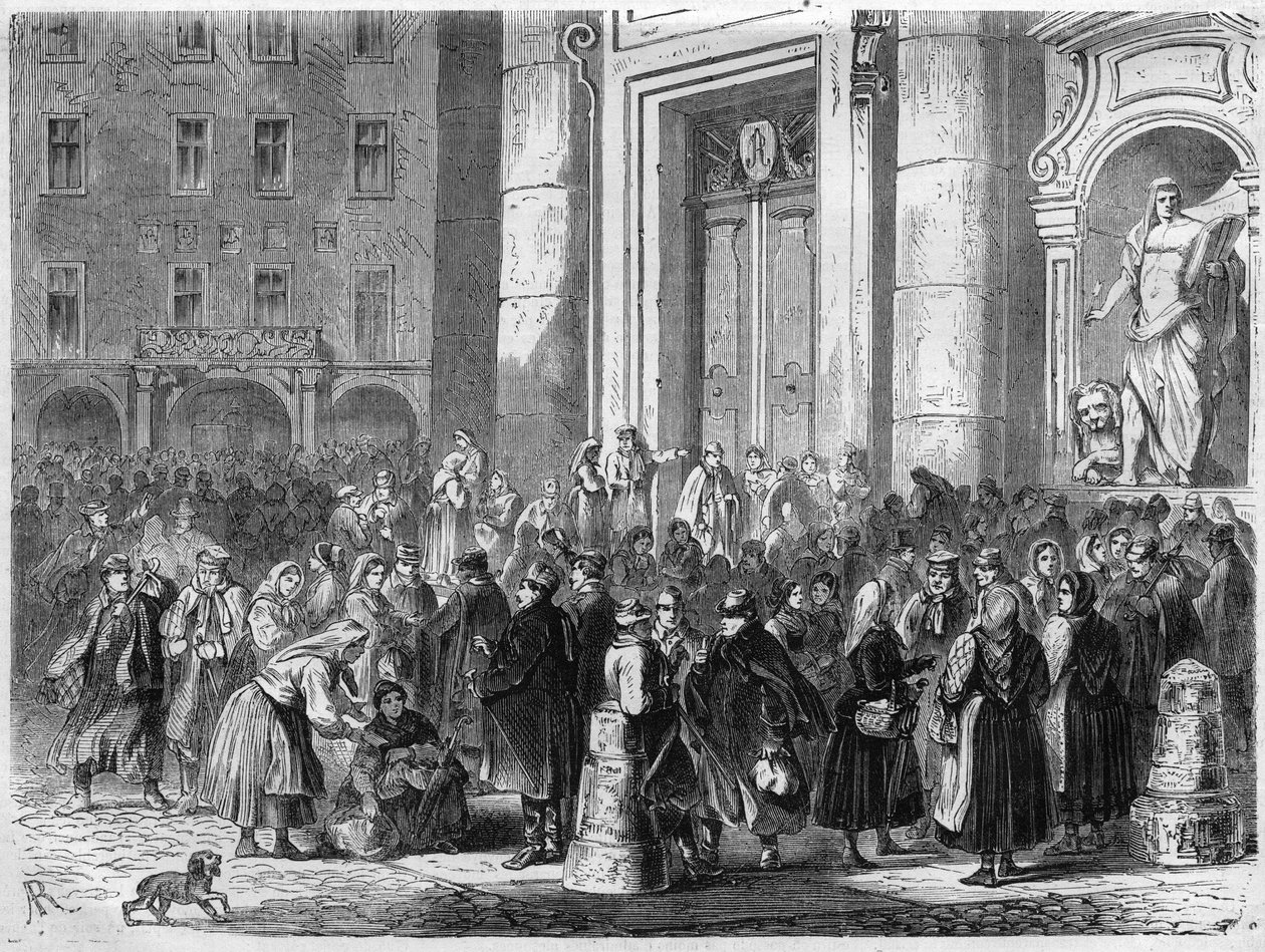 Den indenlandske messe i Dresden, Tyskland. Indgravering i ""Det illustere univers"" af Unknown artist